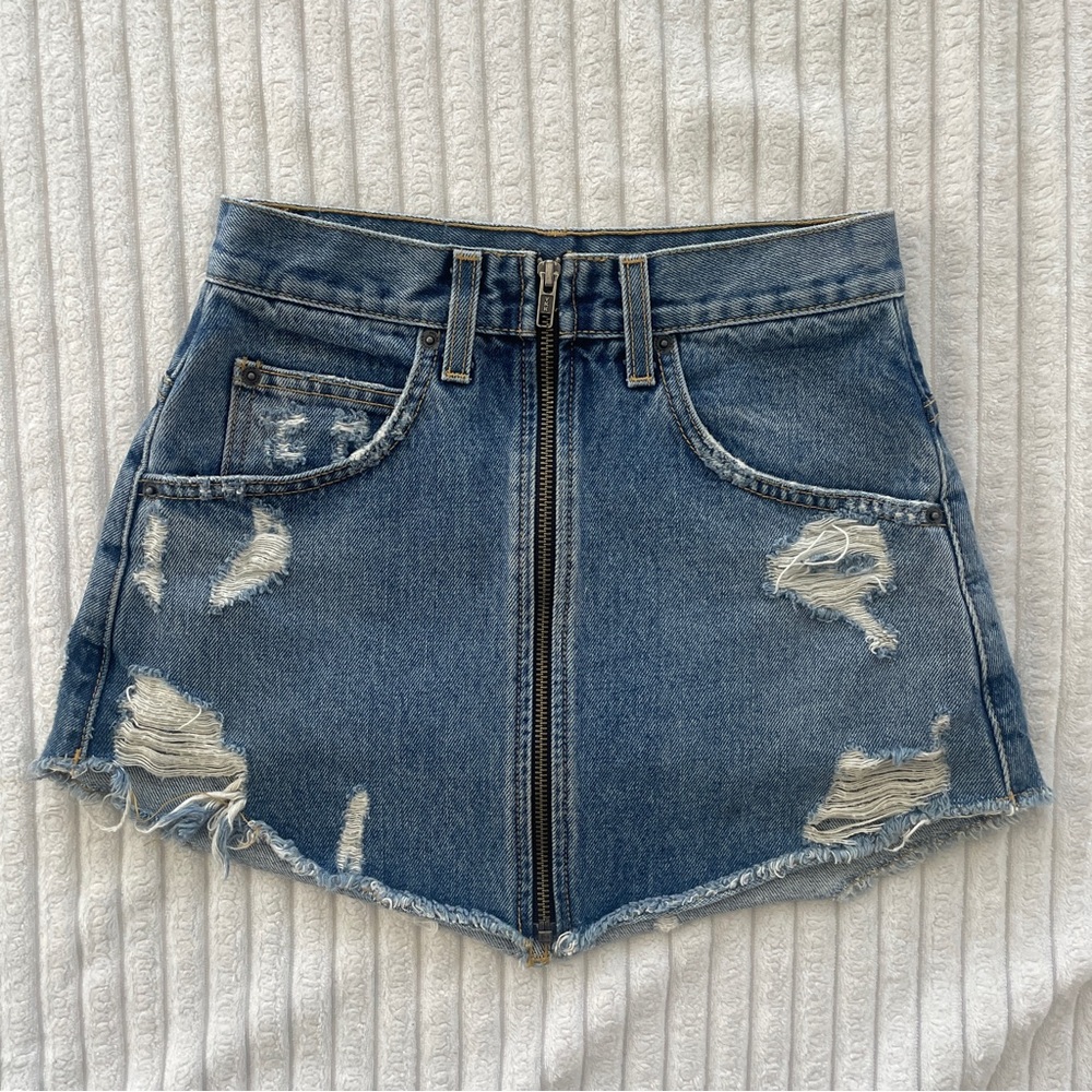LF Carmar Beatrice Distressed Denim Skirt (Size 25)